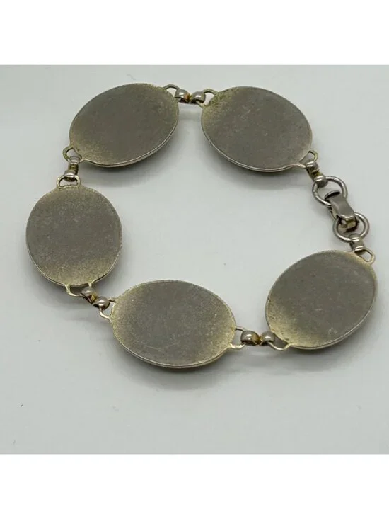 Vintage Reverse Carved Lucite Intaglio Bracelet Asian Geisha Design Gold Tone Pa - Picture 7 of 11